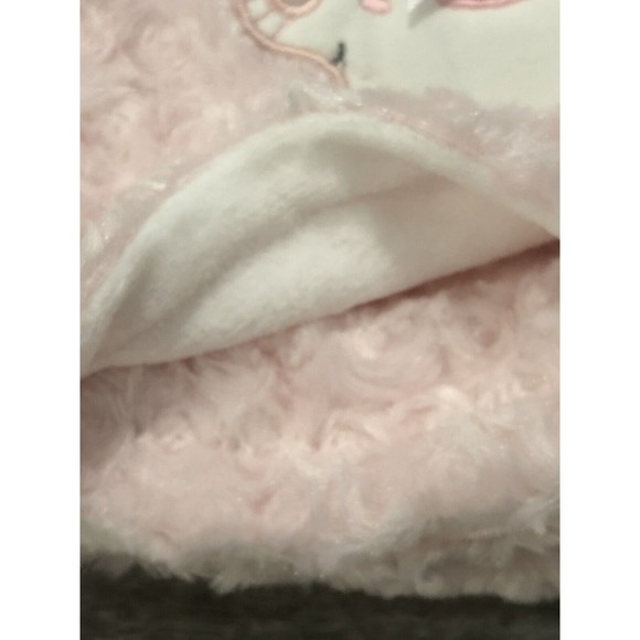 New Bon Bebe Curly Fur Baby Elephant Blanket Girls Pink Rosebuds Swirls Plush - Picture 2 of 7